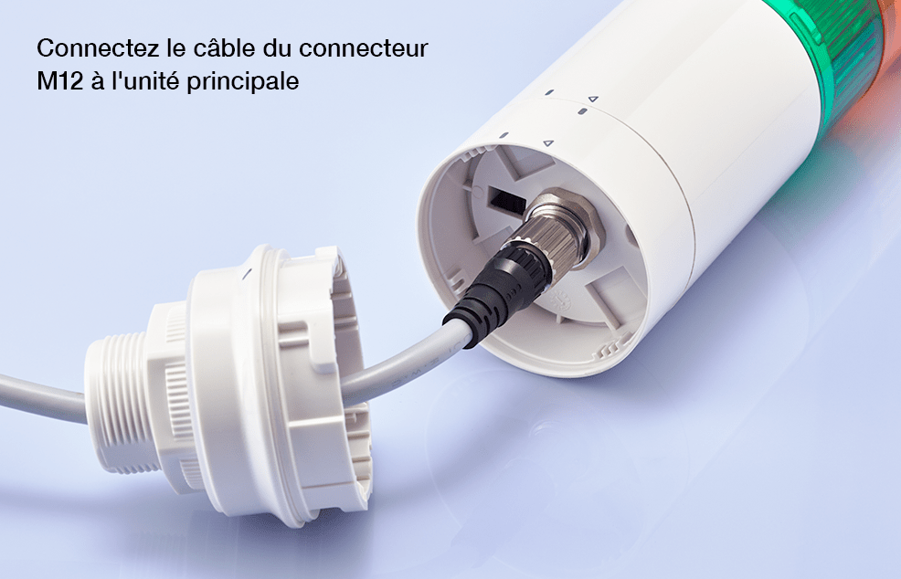 [LR6-WC] Connexion de câblage, Connectez le câble du connecteur M12 à l'unité principale