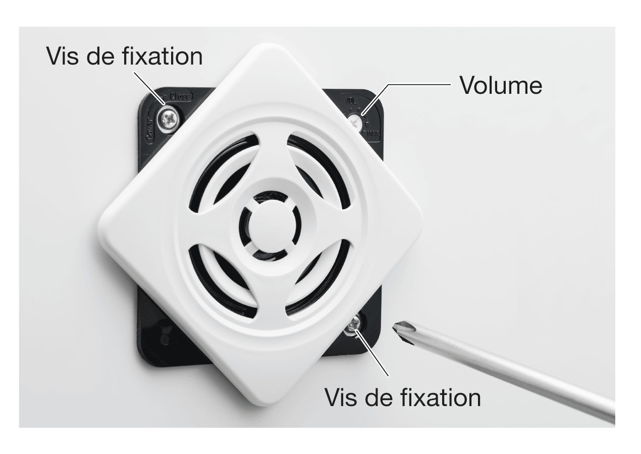 Vis de fixation et réglage du volume en façade